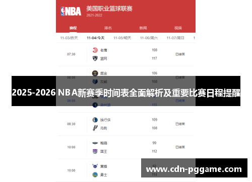 2025-2026 NBA新赛季时间表全面解析及重要比赛日程提醒